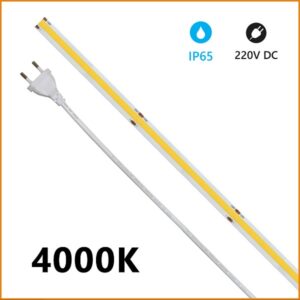 Strip LED COB 230V 15w/mt Luce Natura 1300 Lumen/mt IP65
